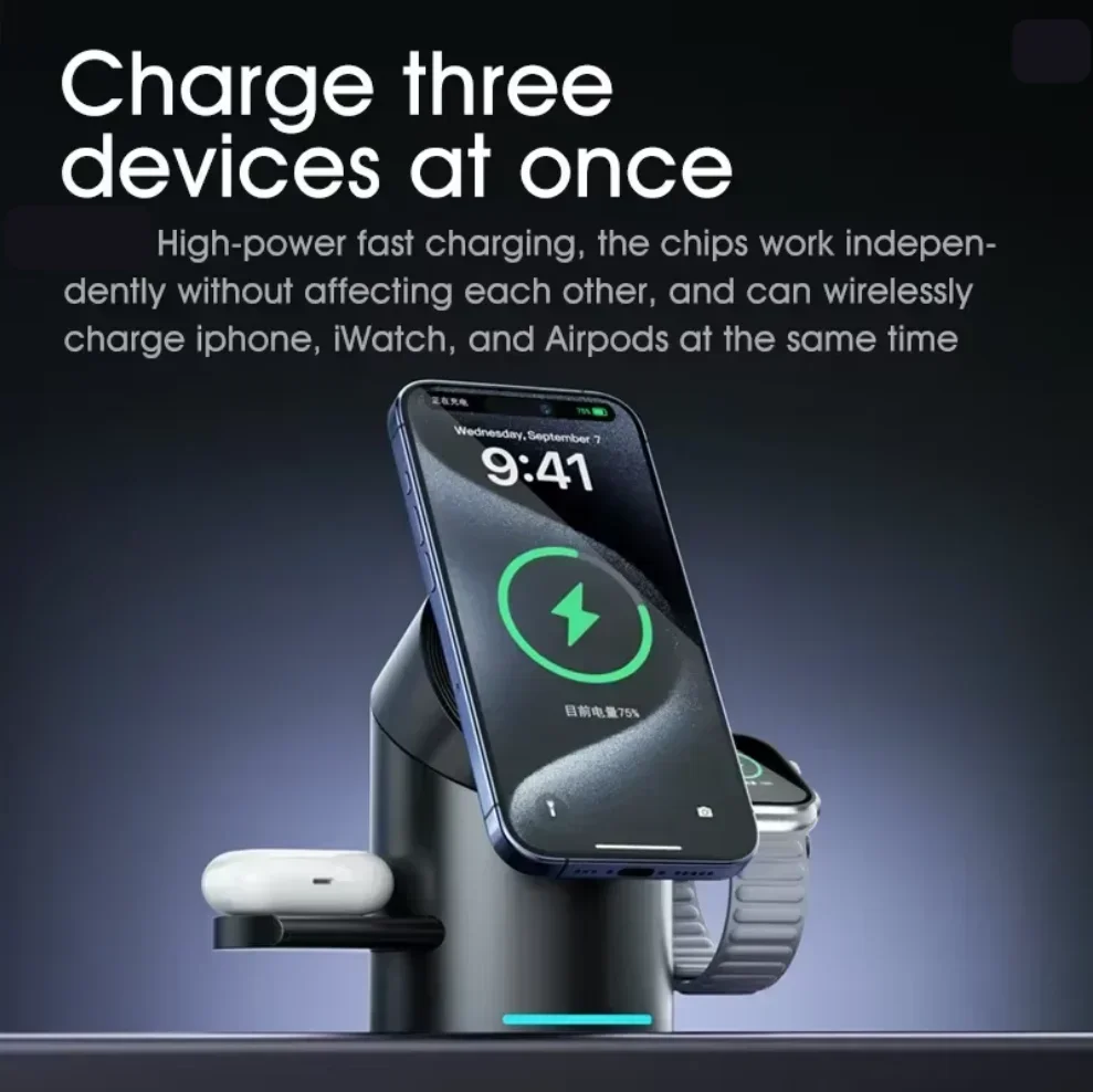 Iwatch Smartwatch - Cargador Inalámbrico Magnético 3 en 1