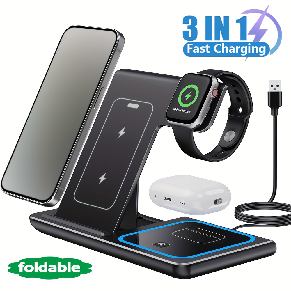 Iwatch Smartwatch - Cargador Inalámbrico Plegable 3 en 1,