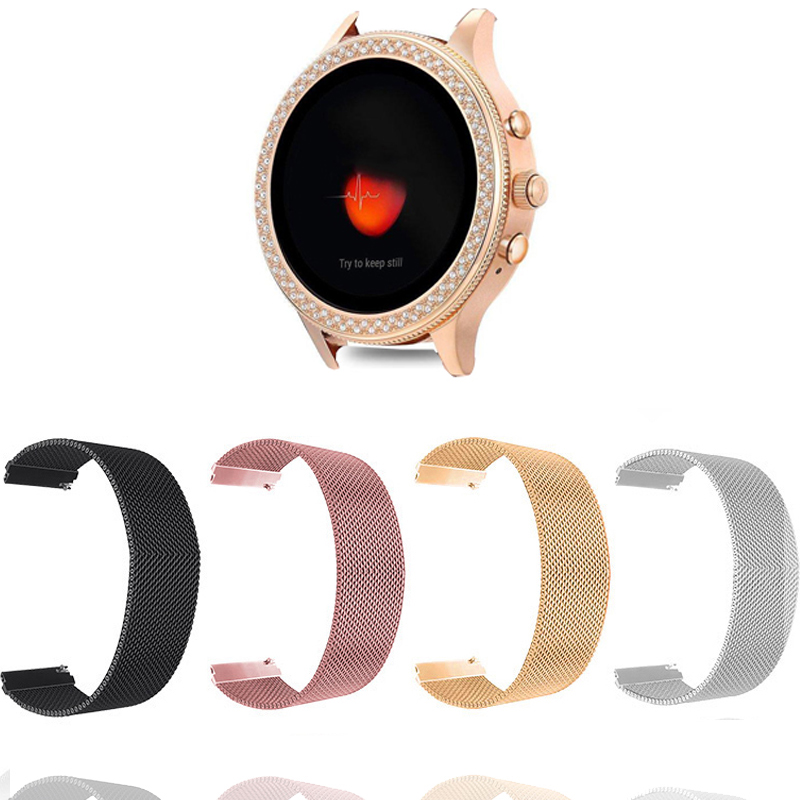 Correa de bucle Milanesa De 18 - Fossil Watches Smartwatch Gold reseña y precio