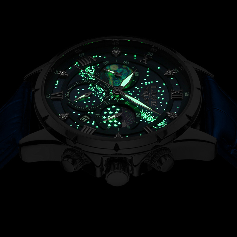 Reloj LIGE de Cuero Azul para  - Smartwatch Sports Watches For Men reseña y precio